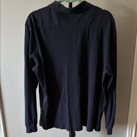 Lands’ End Long Sleeve Polo Shirt Navy Blue Cotton - Size L 42-44 Classic Fit - Picture 3 of 5